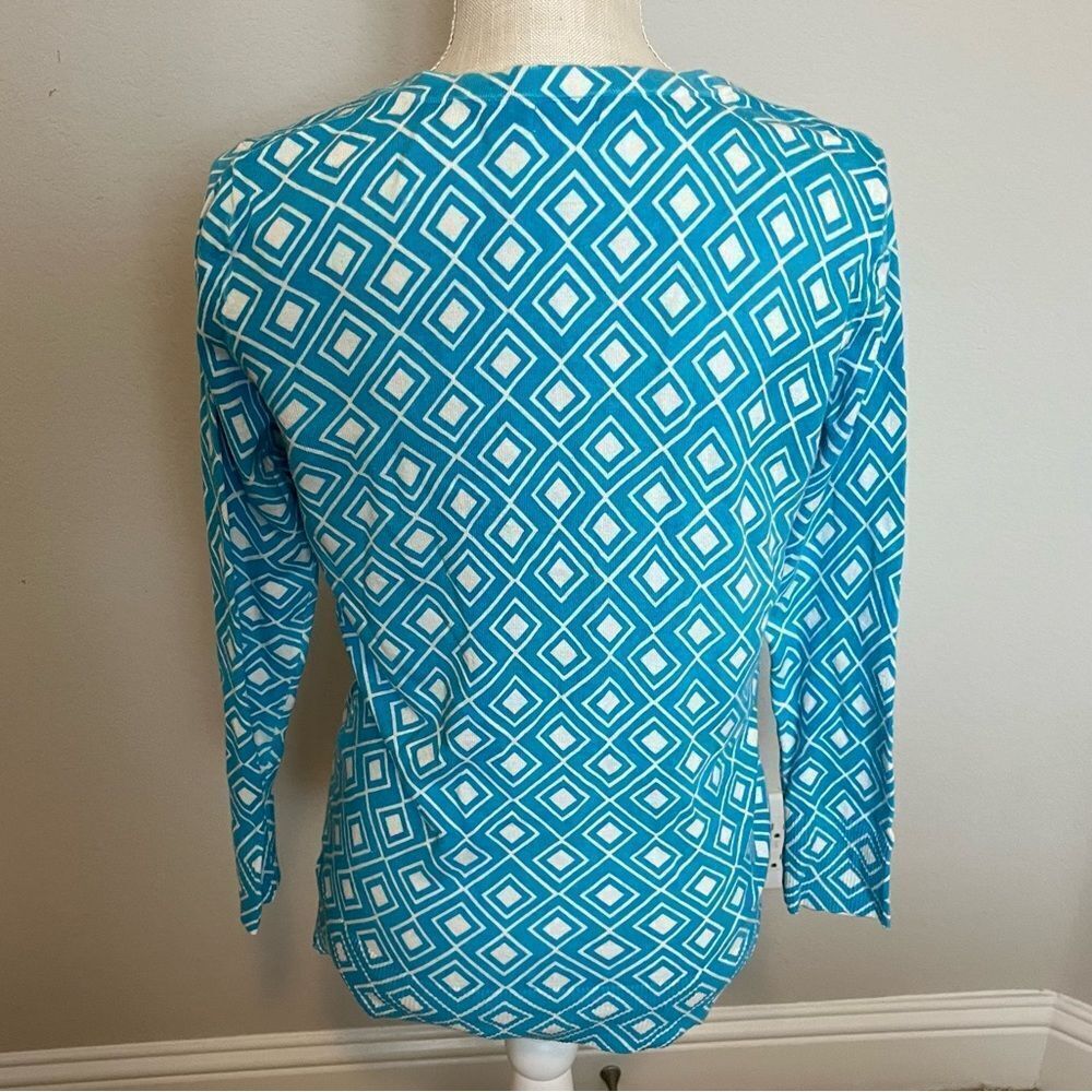 Merona Blue Patterned Cardigan Size Medium - Picture 3 of 4